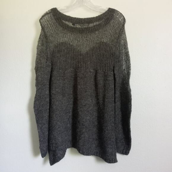 GUESS Gray Asymmetrical Sweater Small Slouchy Long Sleeve Loose Knit Faux Mohair - Picture 8 of 8